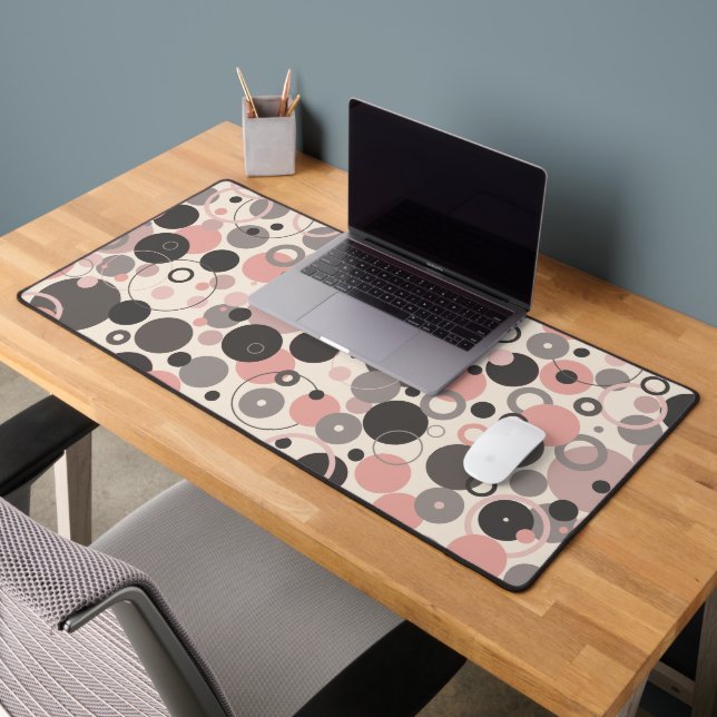 Pink and Grey circles M-century Modern   Desk Mat (Office 2)
