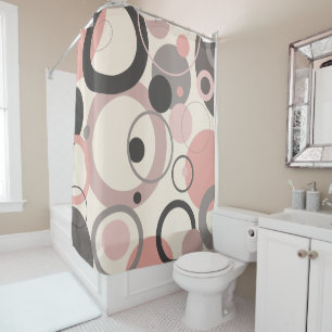 Pink and Grey circles M-century Modern     Shower Curtain