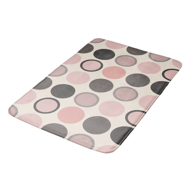 Pink and Grey Circles Mid-century Modern   Bath Mat (Angled)