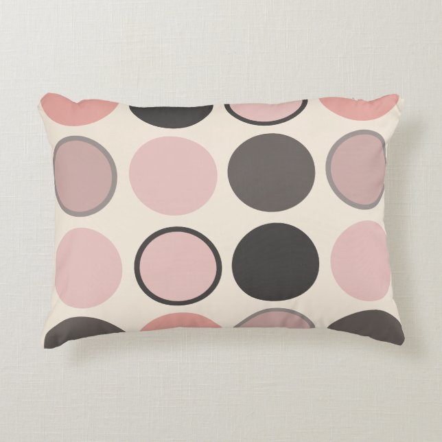 Pink and Grey Circles Mid-century Modern  Decorative Cushion (Front)