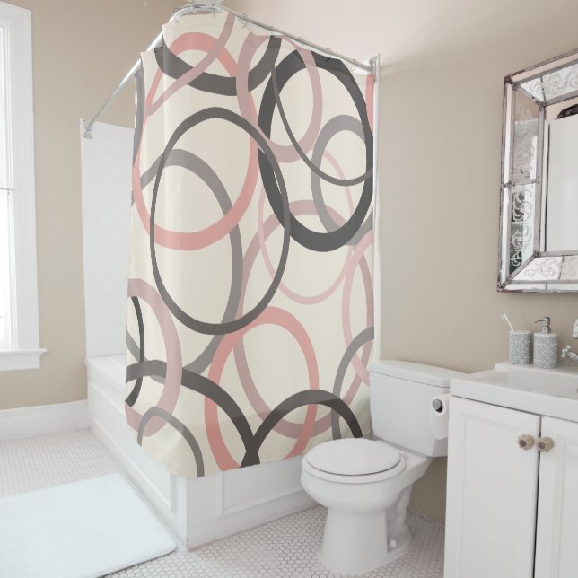 Pink and Grey Circles     Shower Curtain (In Situ)