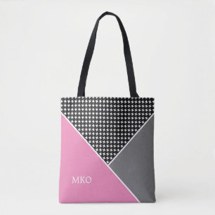 Pink and Grey Colour Block Tote Bag