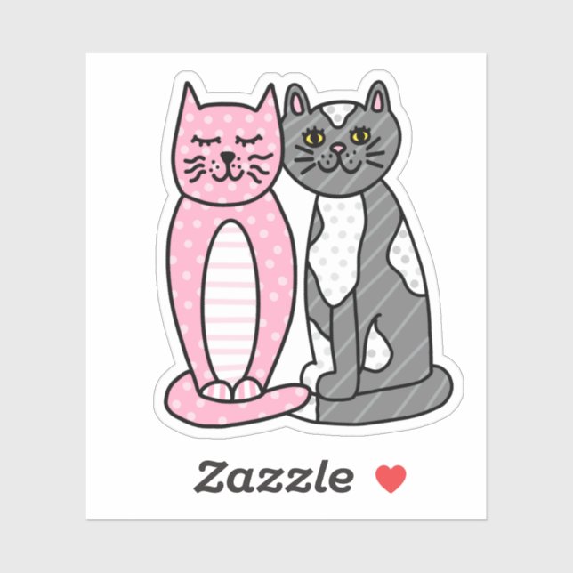 Pink and Grey Cuddly Cute Kitty Cats   (Sheet)
