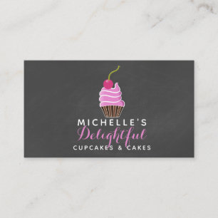 Pink and grey cupcake business card