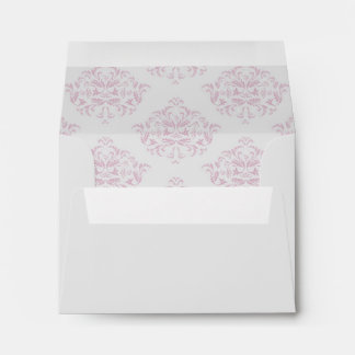 Pink and Grey Damask R.S.V.P. return envelope