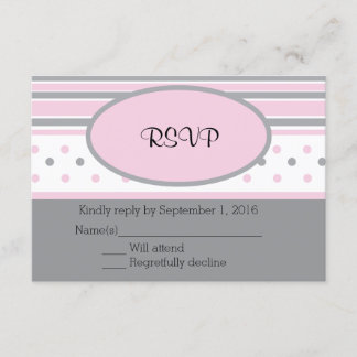 Pink and Grey Dots and Stripes RSVP