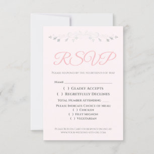 Pink and Grey Elegant Wedding RSVP Enclosure Card