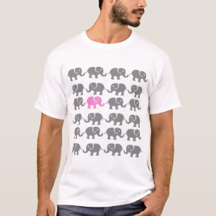 Pink and Grey Elephant Art T-Shirt