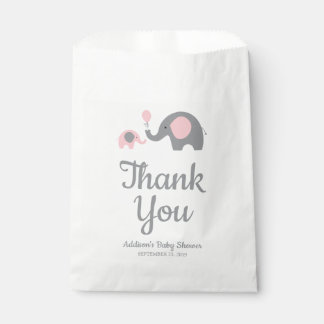 Pink and Grey Elephant Baby Shower Favour Bags