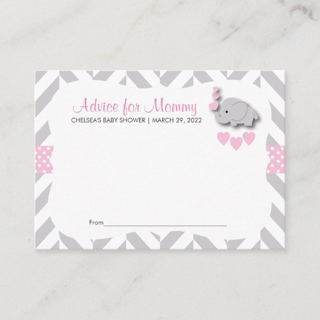 Pink and Grey Elephant Baby Shower SM - Advice (Front)
