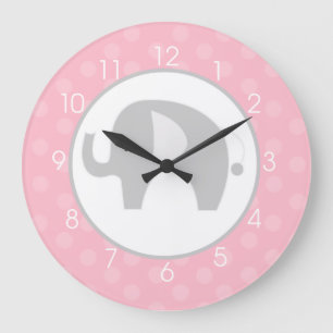 Pink and grey elephant clock