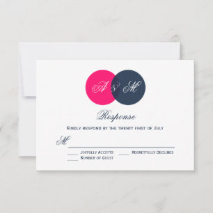 Pink and Grey Entwined Circles Wedding RSVP Card