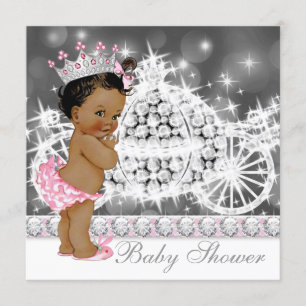 Pink and Grey Ethnic Princess Baby Shower Invitation