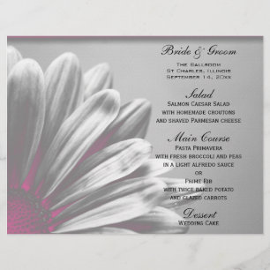Pink and Grey Floral Highlights Wedding Menu