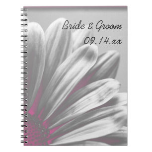 Pink and Grey Floral Highlights Wedding Notebook