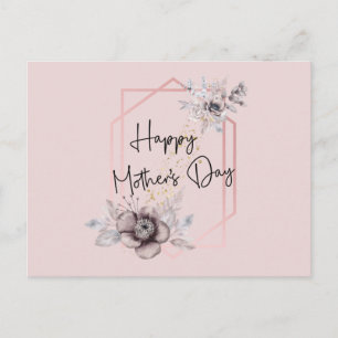 Pink and Grey Floral Mother's Day    Postcard