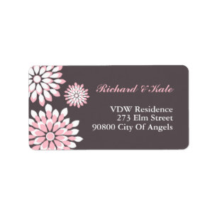 Pink and Grey Floral Pattern Address Label