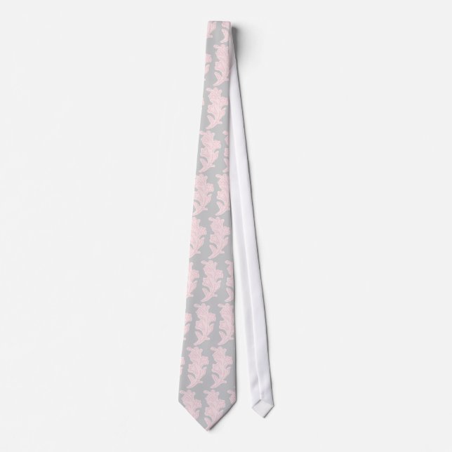 Pink and Grey Floral Tie (Front)
