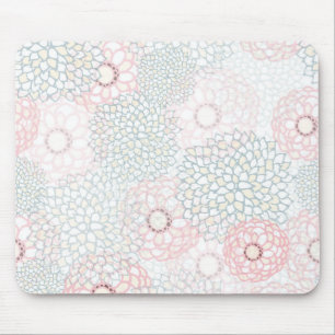 Pink and Grey Flower Burst Design Mouse Mat