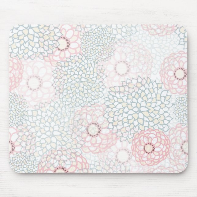 Pink and Grey Flower Burst Design Mouse Mat (Front)
