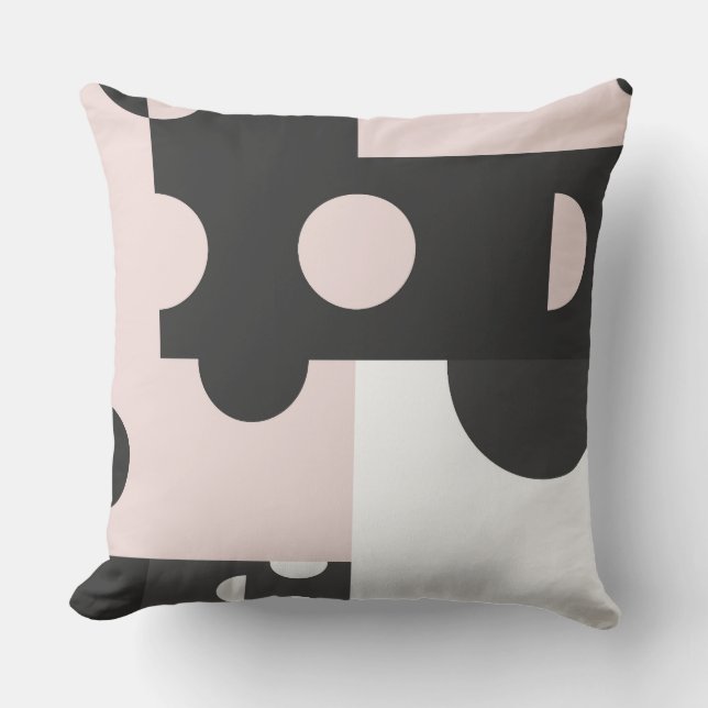 pink and Grey Geometric Cushion (Front)