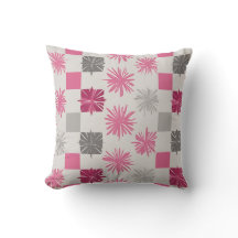 Pink and Grey Geometric Starburst Cushion