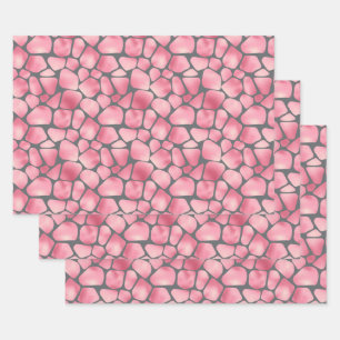 Pink and Grey Giraffe Print Wrapping Paper Sheet