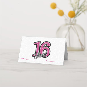 Pink And Grey Glitter Place Card