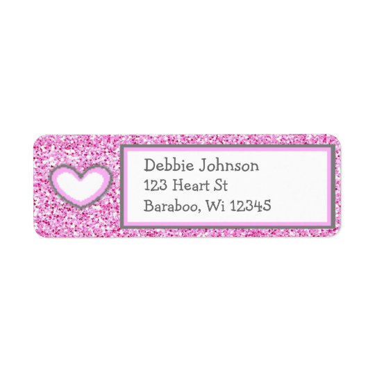 Pink and Grey Glitter Return Address Sticker Return Address Label