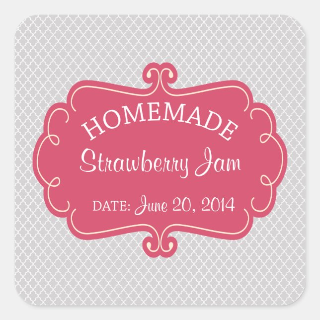 Pink and Grey Homemade Goods Label (Front)