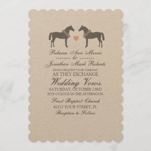 Pink and Grey Horses Wedding Invitation