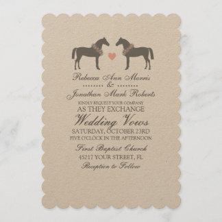 Pink and Grey Horses Wedding Invitation