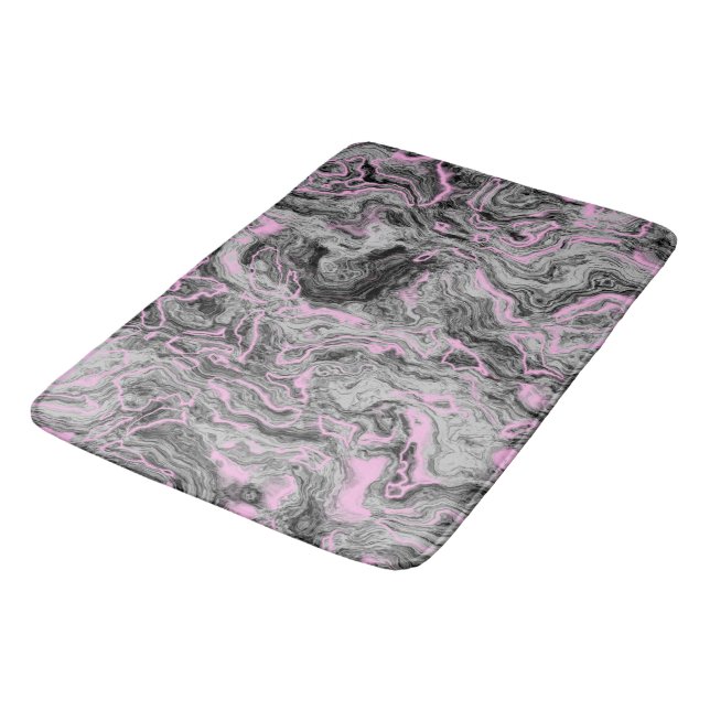 Pink and grey Marble abstract Bath Mat (Angled)