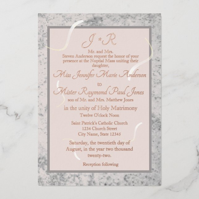 Pink and Grey Marble Traditional Catholic Wedding (Front)