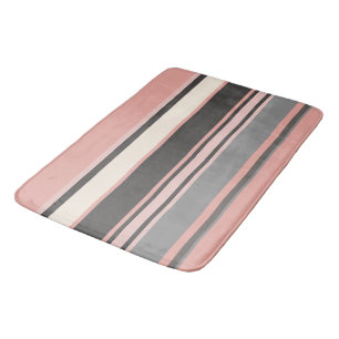 Pink and Grey Mid-century Modern Stripes Bath Mat
