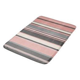 Pink and Grey Mid-century Modern Stripes   Bath Mat