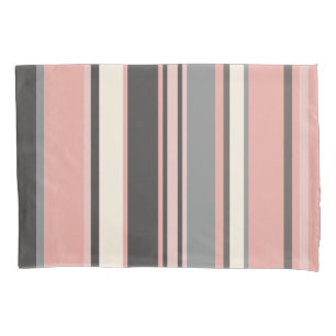 Pink and Grey Mid-century Modern Stripes   Pillowcase