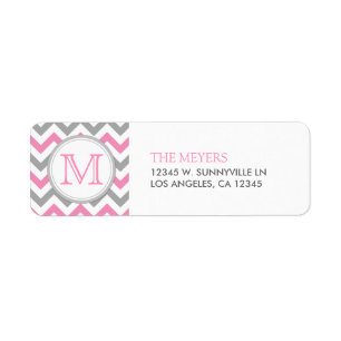 Pink and Grey Modern Chevron with Monogram