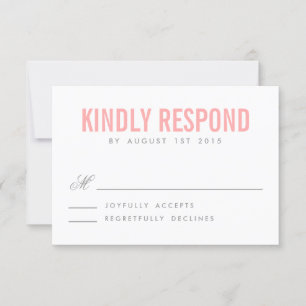 Pink and Grey Modern Typography Wedding RSVP Card
