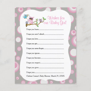 Pink and Grey Owl Baby Shower - Wishes