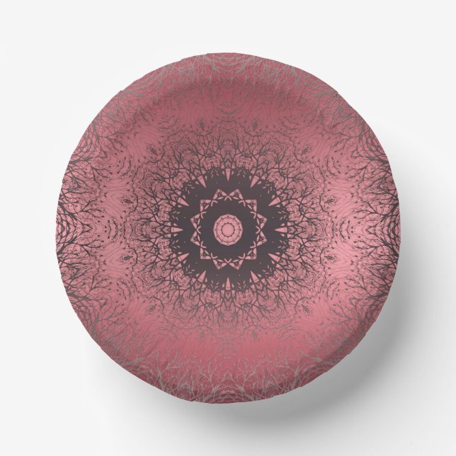 pink and grey  paper plate (Front)
