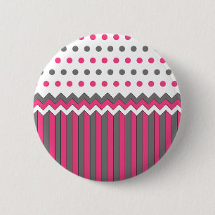 Pink and Grey Pattern 6 Cm Round Badge