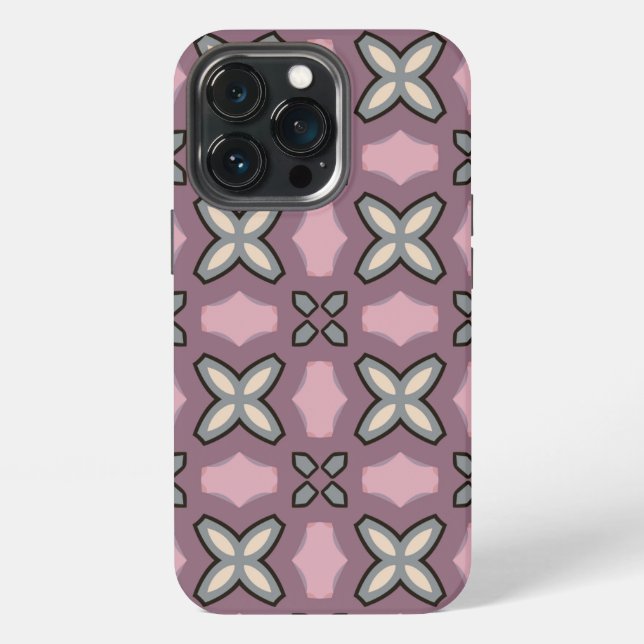 Pink and Grey Pattern Design  iPhone Case (Back)