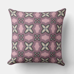 Pink and Grey Pattern Design Throw Pillow