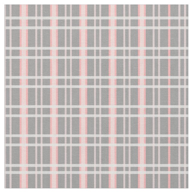 Pink and Grey Plaid Fabric (Close Up)