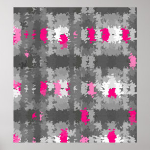 Pink and Grey Pointillist Poster