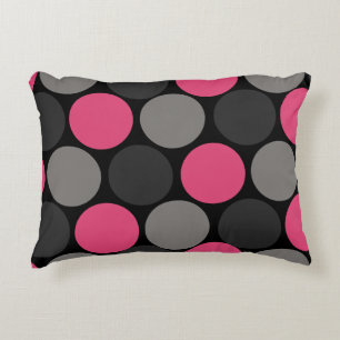 Pink and Grey Polika Dot Decorative Cushion