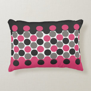 Pink and Grey Polika Dot Decorative Cushion
