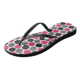 Pink and Grey Polika Dot Flip Flops