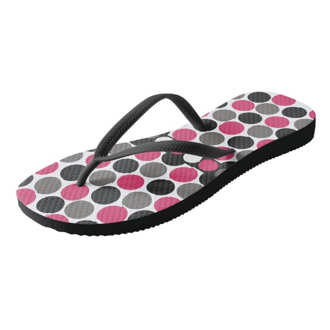 Pink and Grey Polika Dot     Flip Flops (Angled)